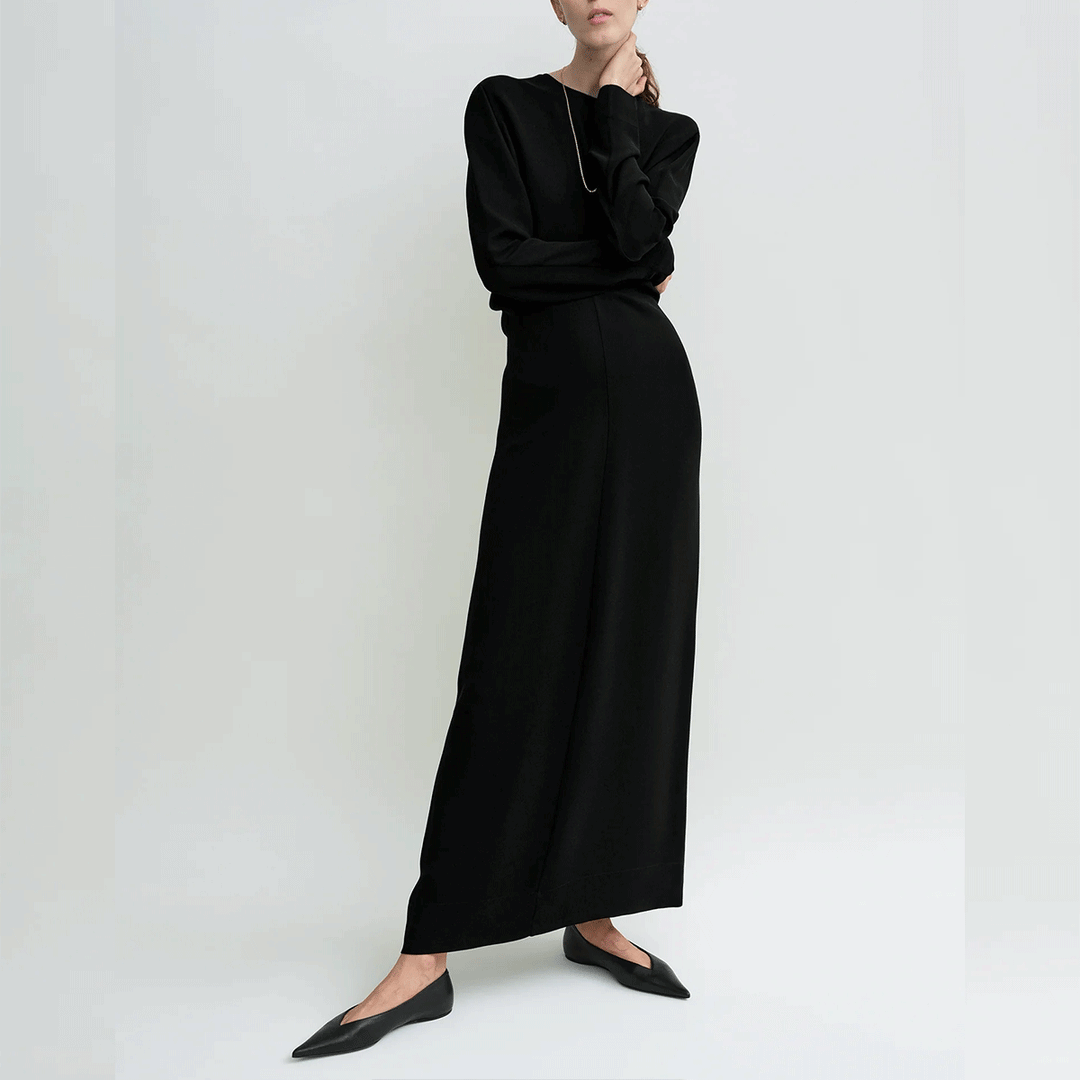 Long-sleeve slouch waist dress