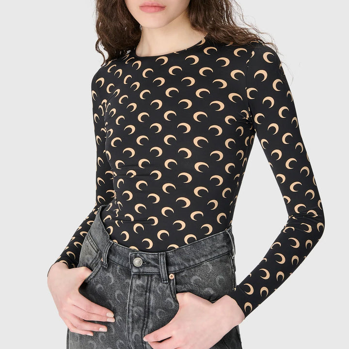 Moon Printed Jersey Ls Crewneck Top