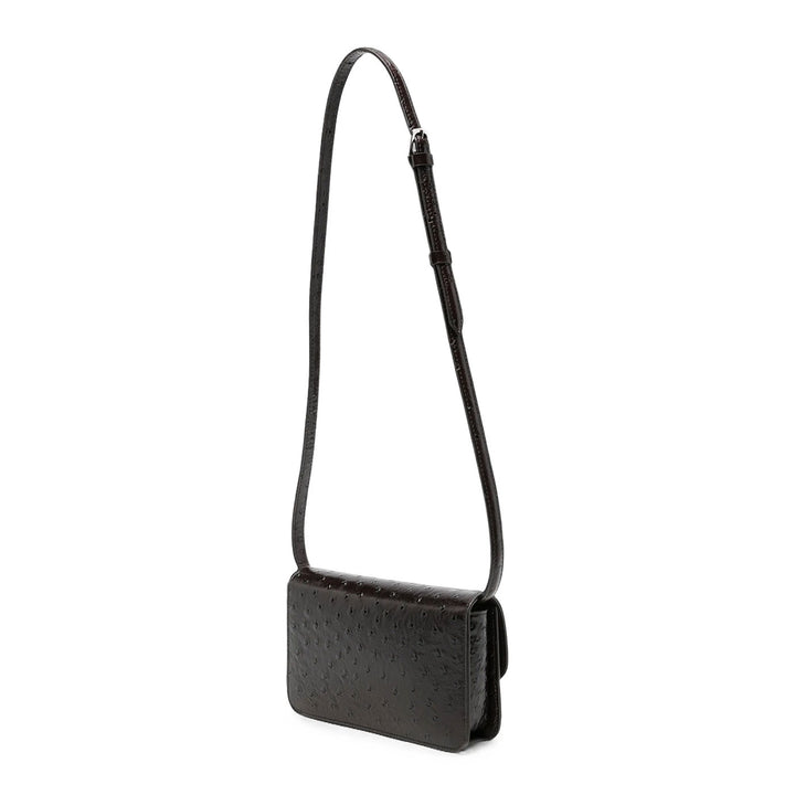 T-lock ostrich-embossed crossbody