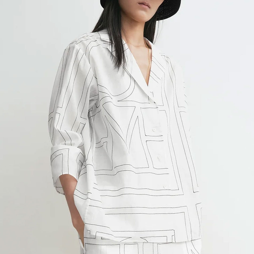 Monogram cotton-blend PJ top