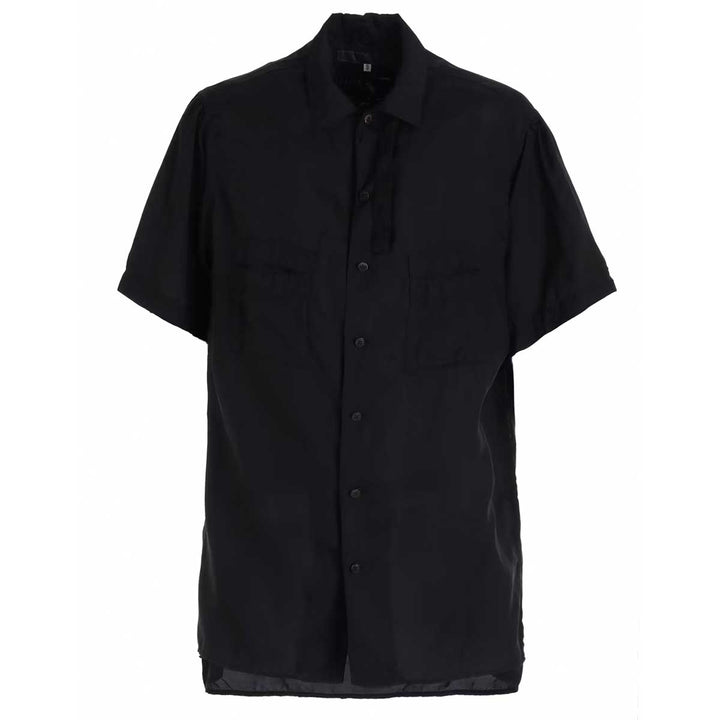 CHAIN STITCH OPEN-COLLAR SHORT SLEEVE SHIRT