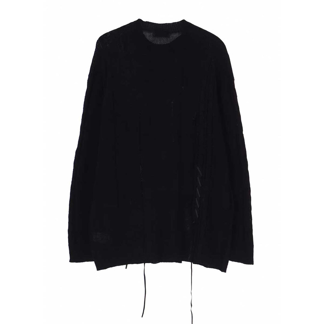 5G 2PLY DROP STITCH ROUND NECK LEATHER S PO