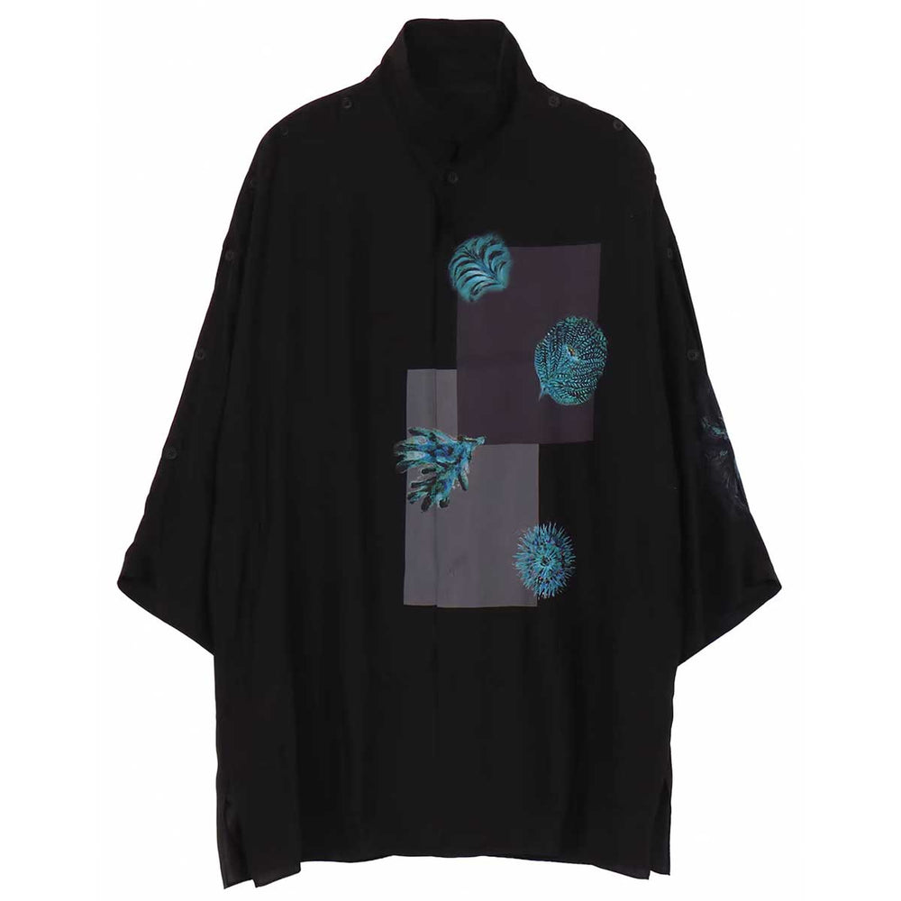 Yohji Yamamoto - SEA CREATURE PRINTED SHOULDER OPNED BLOUSE