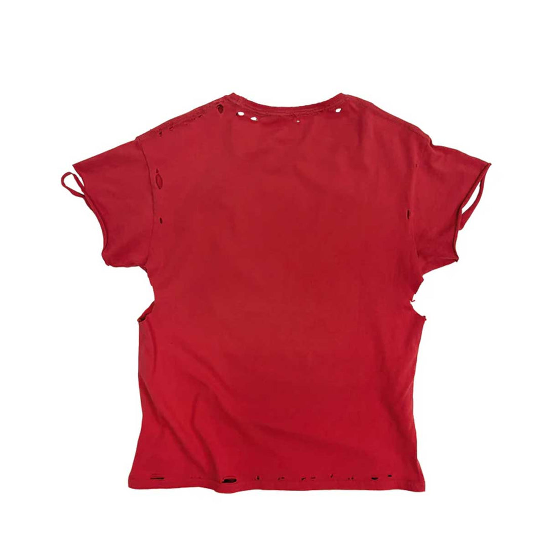 HYACYN - Eet T-Shirt Red Cotton Distressed Gloves