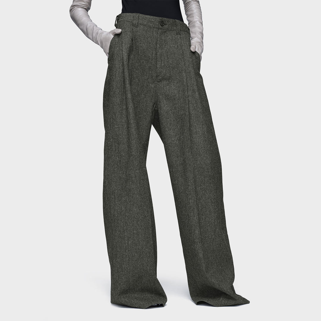 Wide leg wool trousers