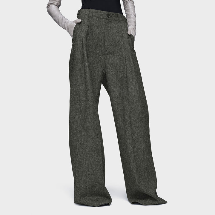 Wide leg wool trousers