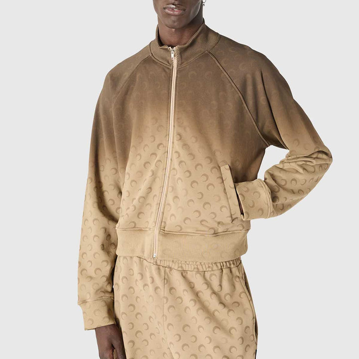 Marine Serre - Faded moon zipped sweatshirt organic cotton