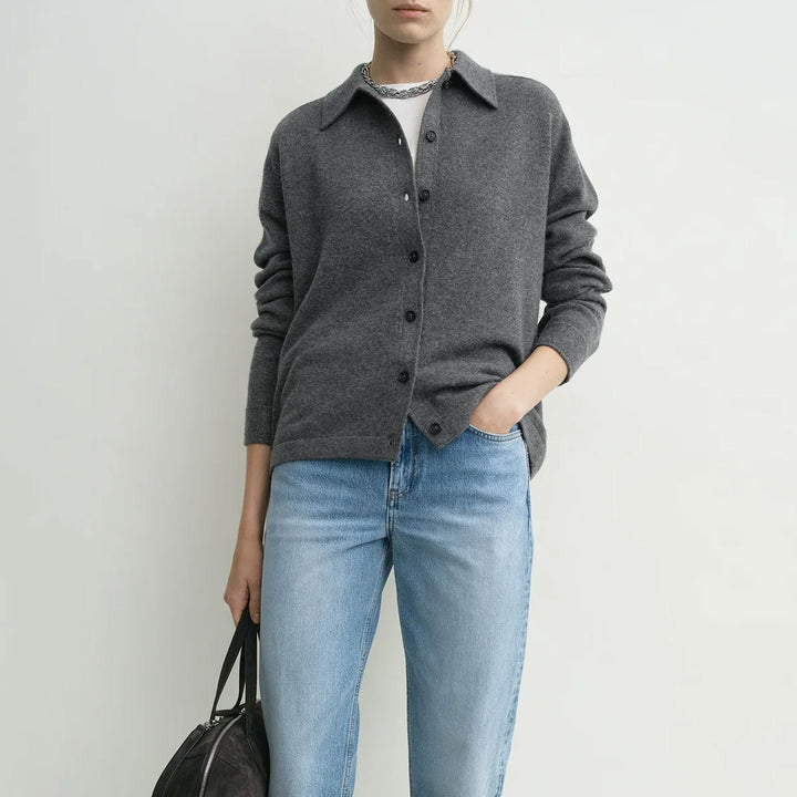 Raglan-sleeve cashmere cardigan dark grey