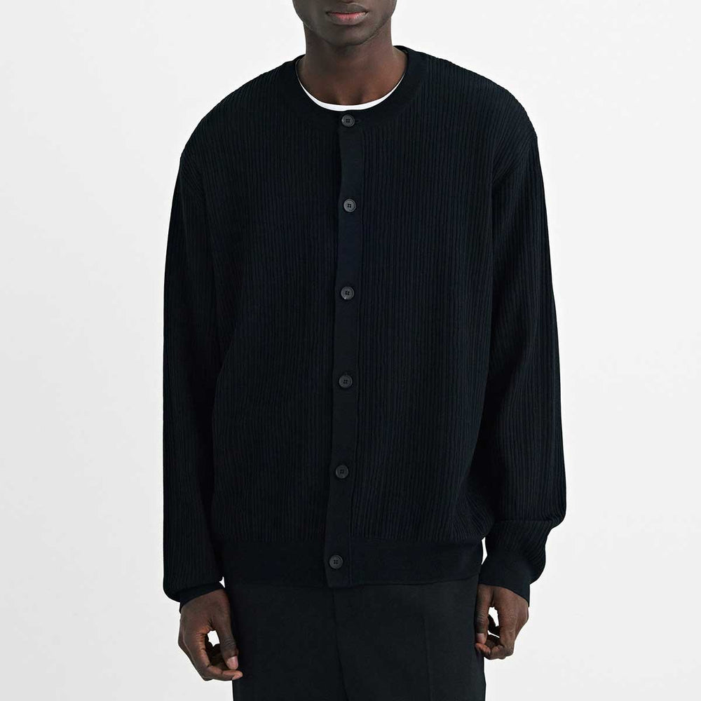 SOLID HOMME - Crinkle Round Neck Cardigan