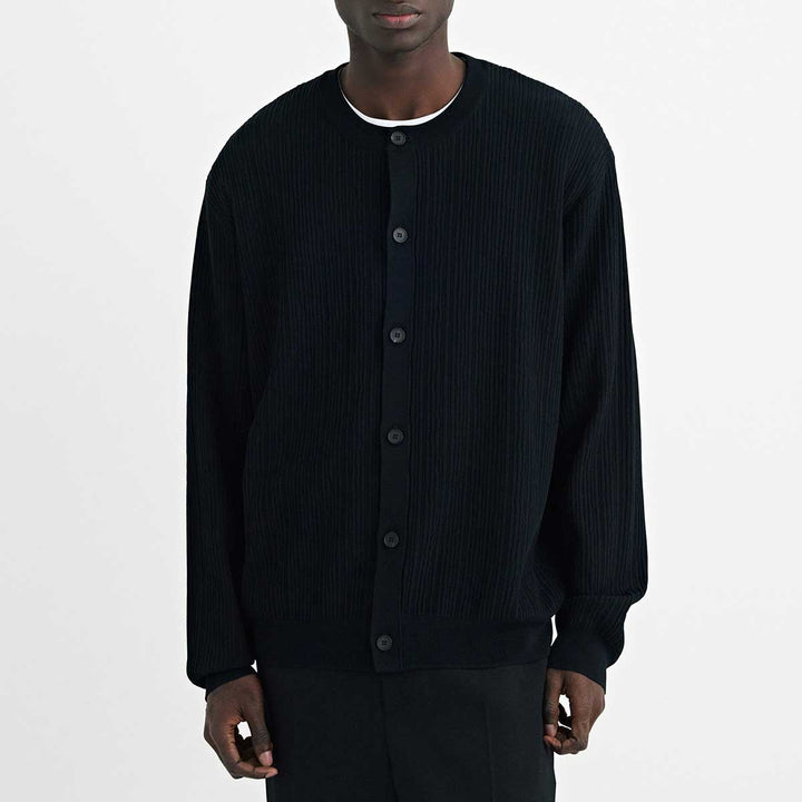 SOLID HOMME - Crinkle Round Neck Cardigan