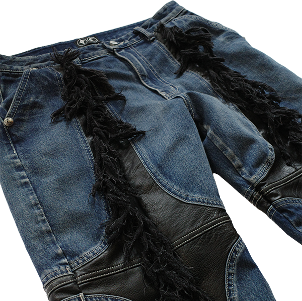 THUG CLUB - Mohican Leather Denim Pants