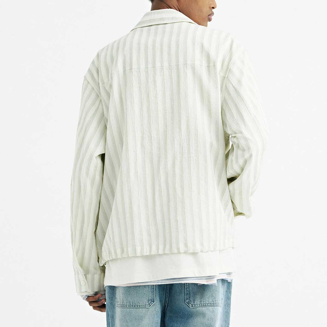 SOLID HOMME - Striped Zip-Up Shirt