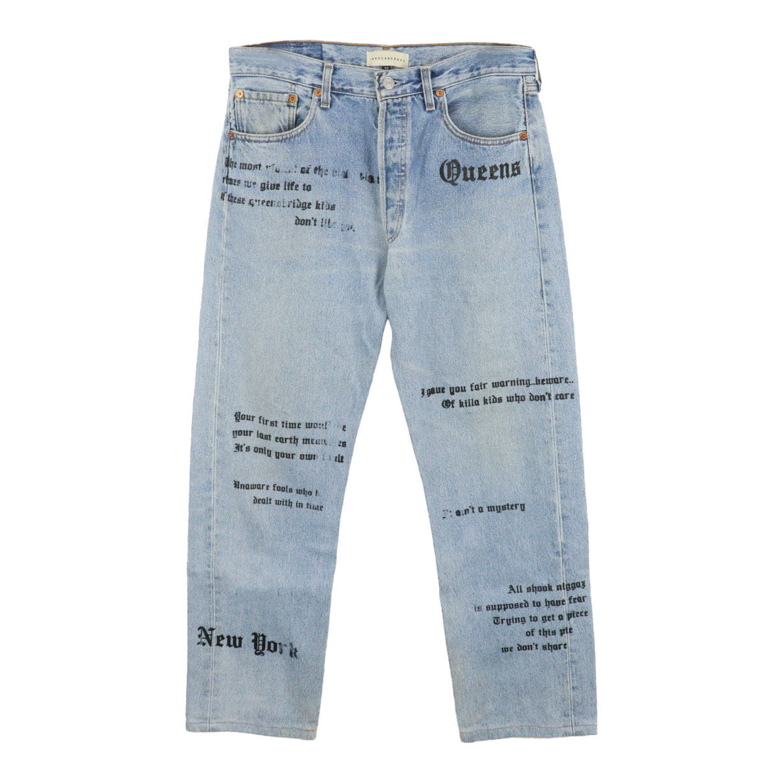 NY Queens Print Denim Pants 32 - INNOCENCE NY