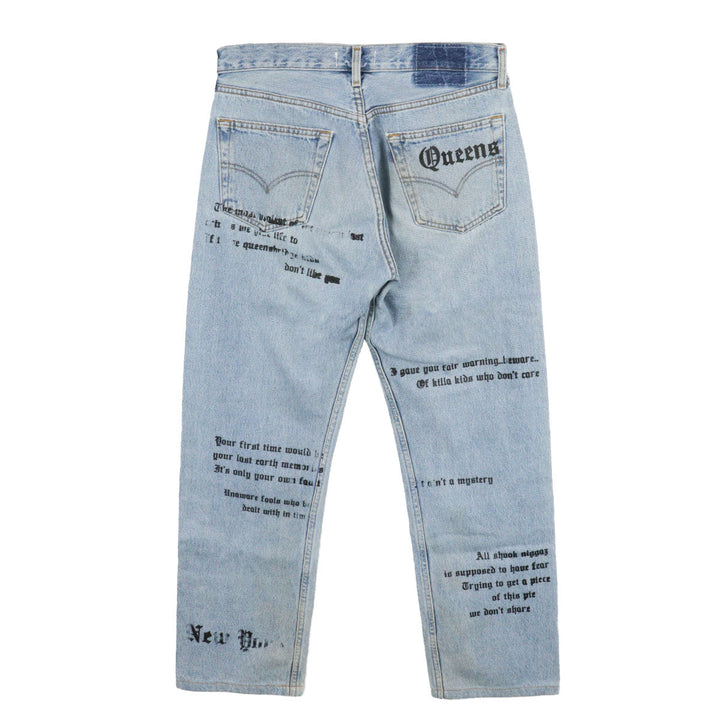 NY Queens Print Denim Pants 32 - INNOCENCE NY
