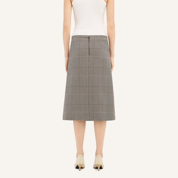 ZIPPED PRINCE OF WALES MIDI SKIRT