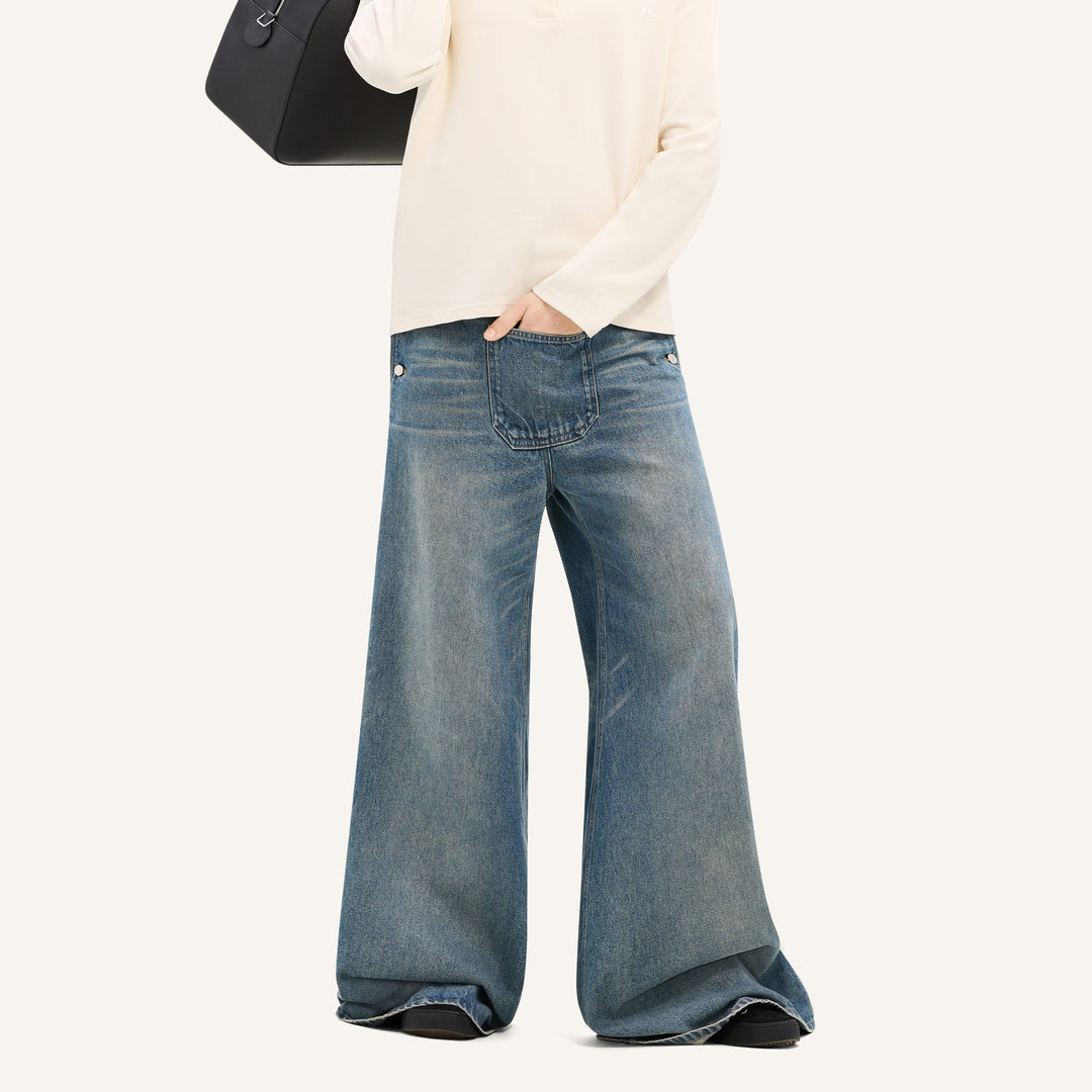 ONE POCKET DENIM BAGGY PANTS