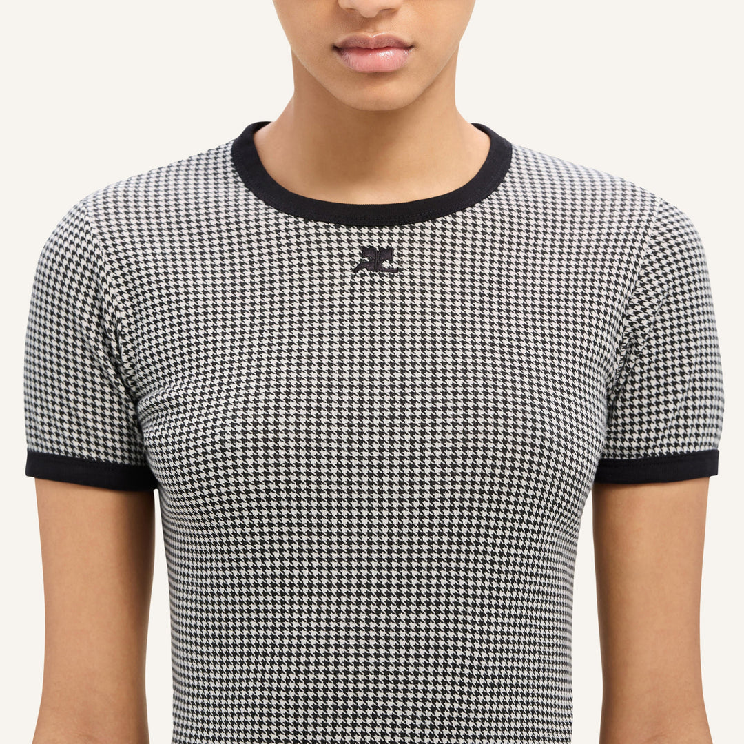 Contrast Houndstooth T-Shirt