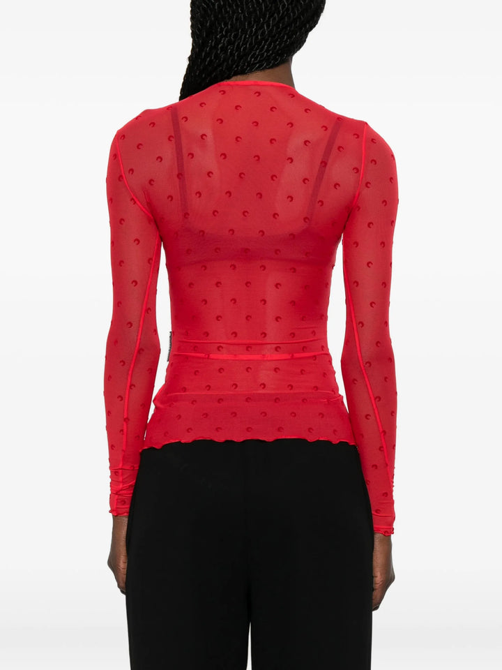 Plumetis moon mesh flock long-sleeved top
