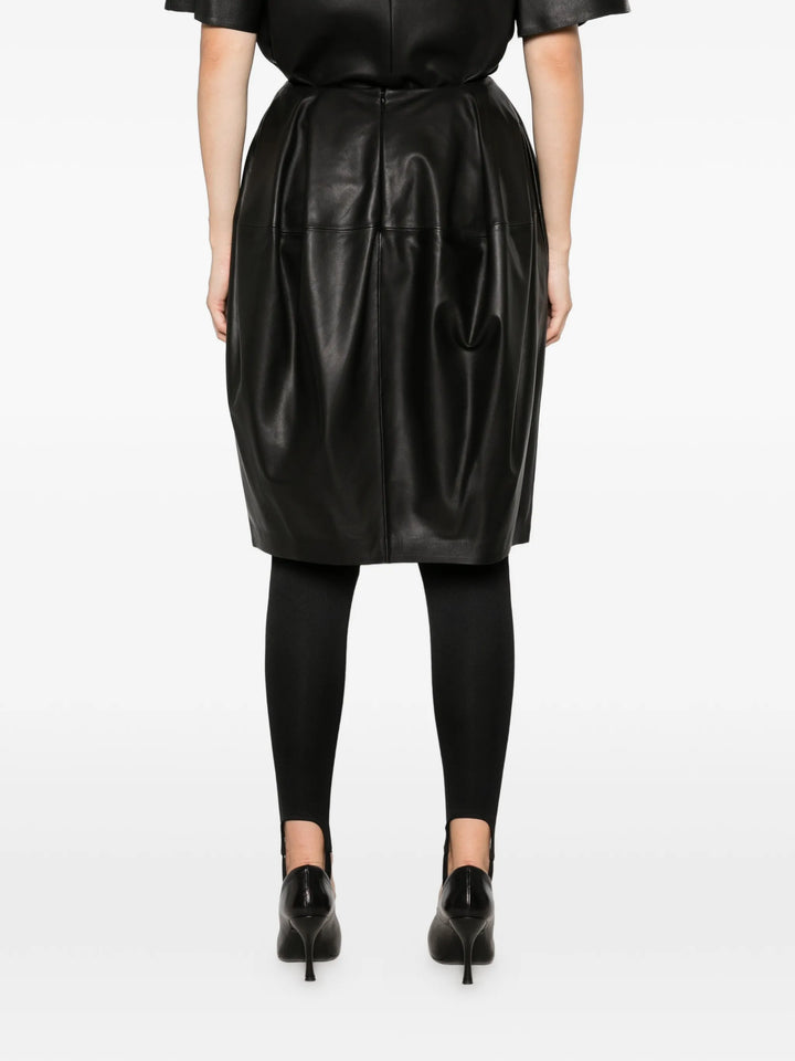 Sculptural leather skirt