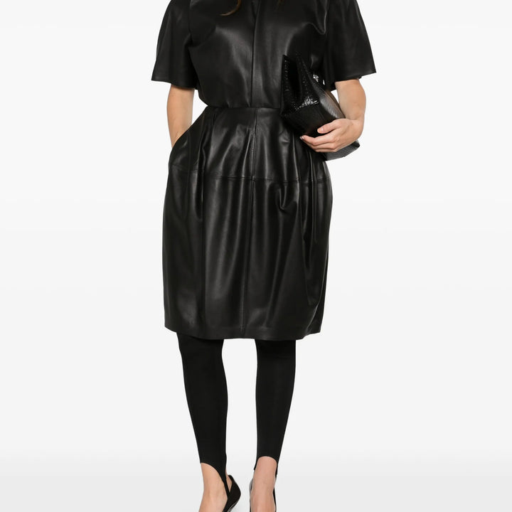 Sculptural leather skirt