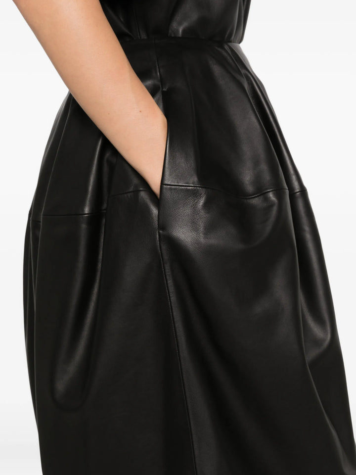 Sculptural leather skirt