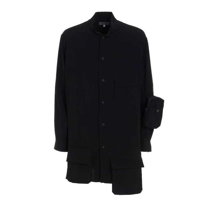 TA TUXEDO STAND COLLAR POCKET BLOUSE