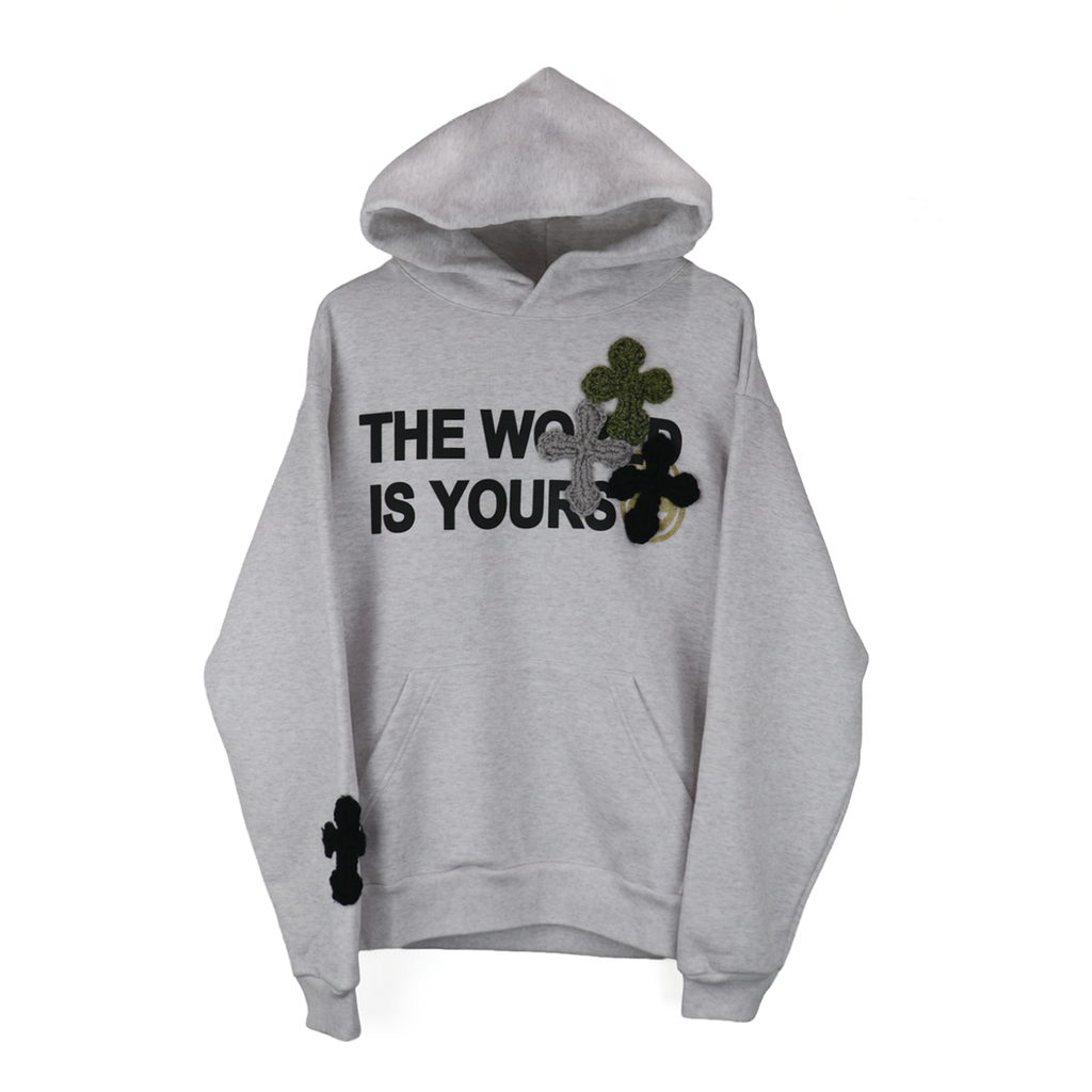 THE WORLD IS YOURS × YARN | 3D Cross Logo sweatshirt hoodie