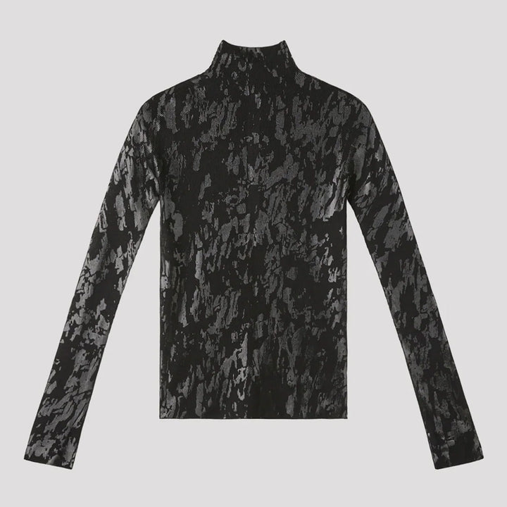 SOFT PORTRAIT FOIL HIGHNECK LONG SLEEVE TOP