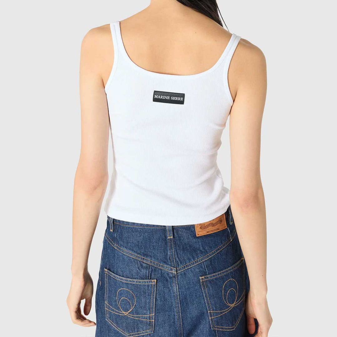 Marine Serre - Moon Logo Ribbed Jersey Cropped Tank Top