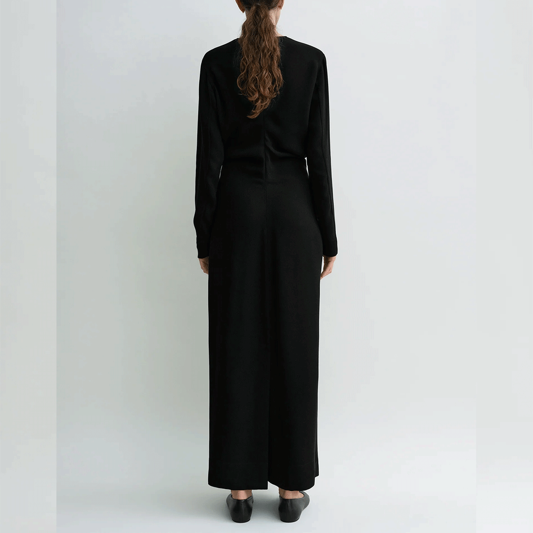 Long-sleeve slouch waist dress