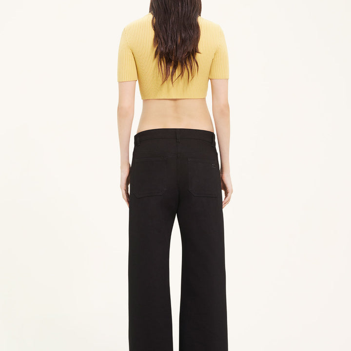 COURRÈGES - MOCKNECK RIB KNIT CROPPED TOP