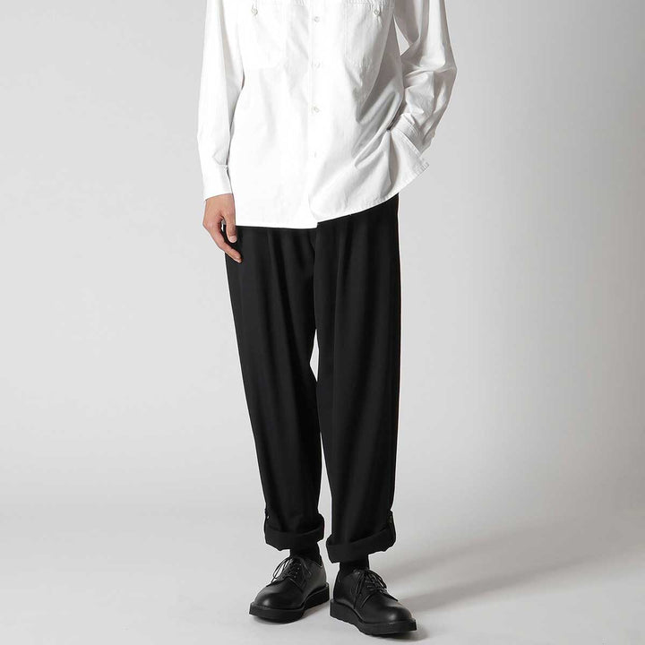 WOOL GABARDINE HEM TAB PANTS