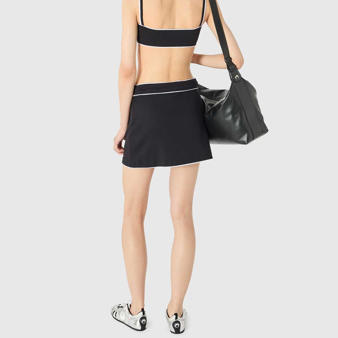 Marine Serre - Light Ribbed Jersey Drawstring-Waist Mini Skirt