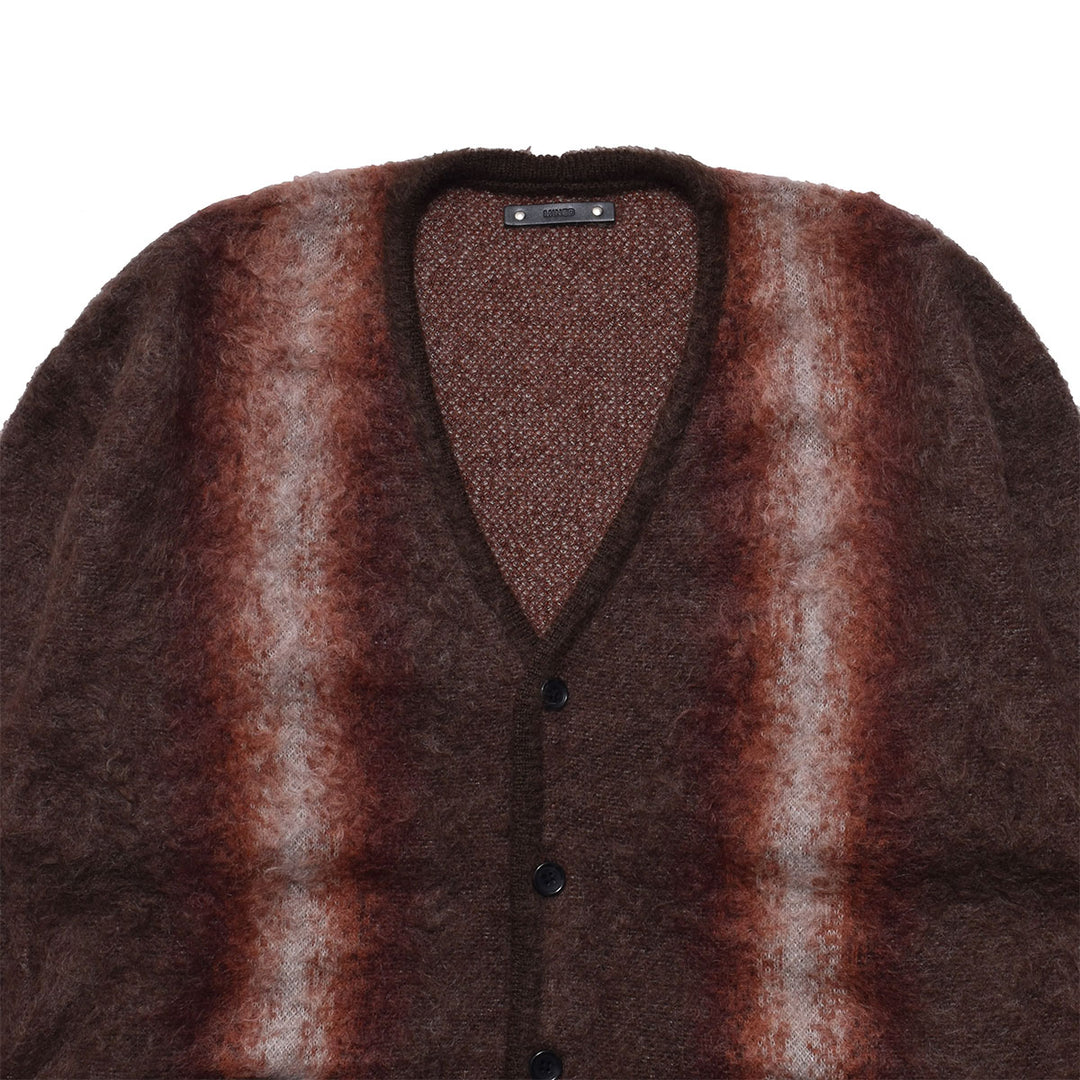 Fuzzy Stripe Mohair Knit Cardigan