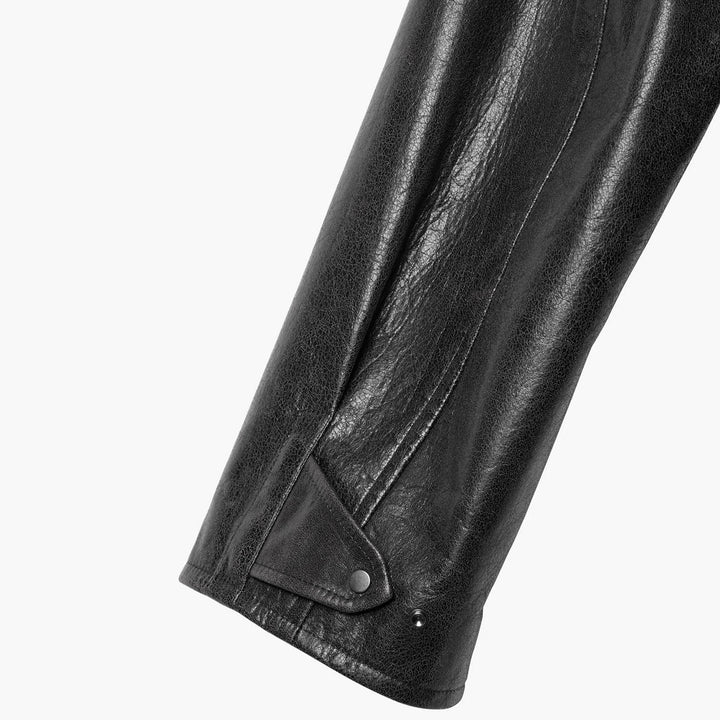 MODIFIED-SLEEVE LEATHER MOTOR JACKET