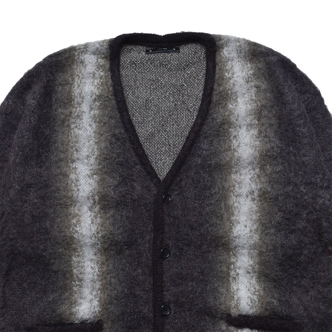 Fuzzy Stripe Mohair Knit Cardigan
