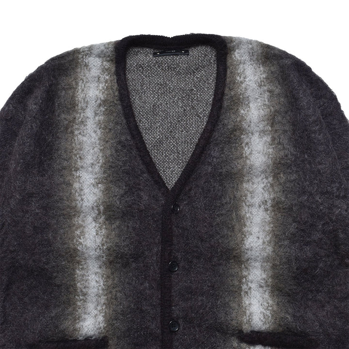 Fuzzy Stripe Mohair Knit Cardigan
