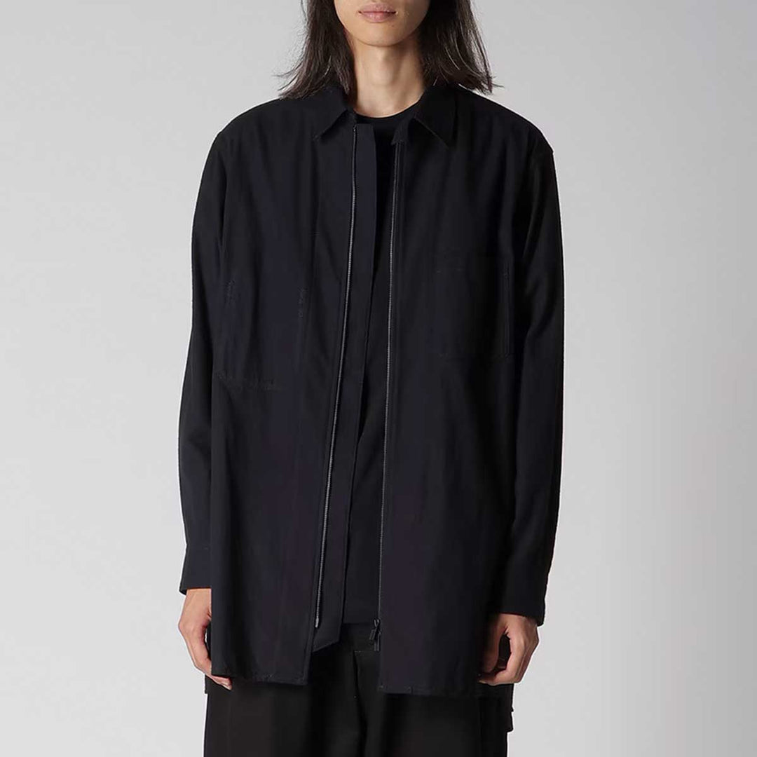 COTTON FLANNEL CHAIN STITCH FRONT ZIP SHIRT