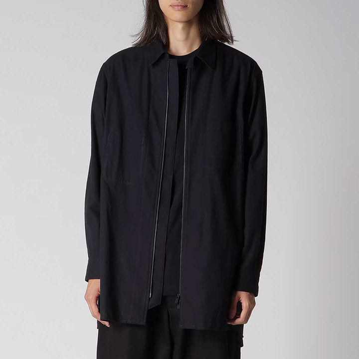 COTTON FLANNEL CHAIN STITCH FRONT ZIP SHIRT