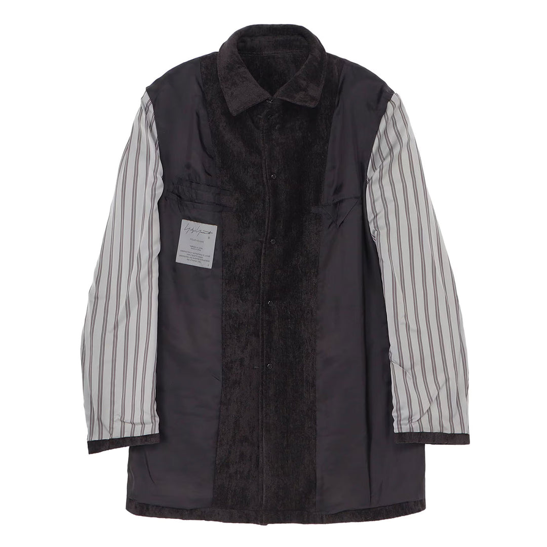 LINEN VELVET TAB DETAIL PADED JACKET