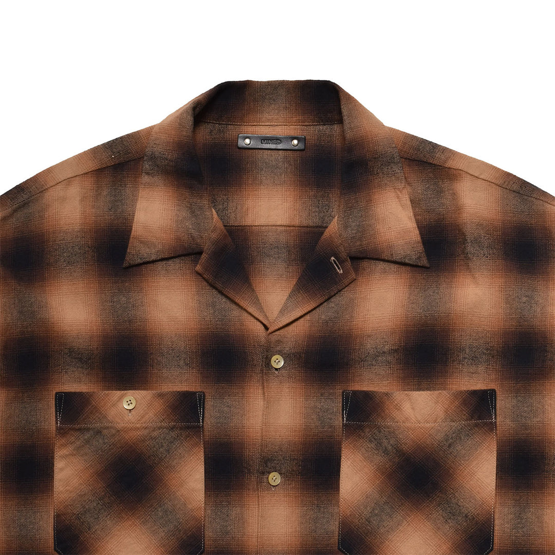 C.Flannel Ombre Open Collar SH