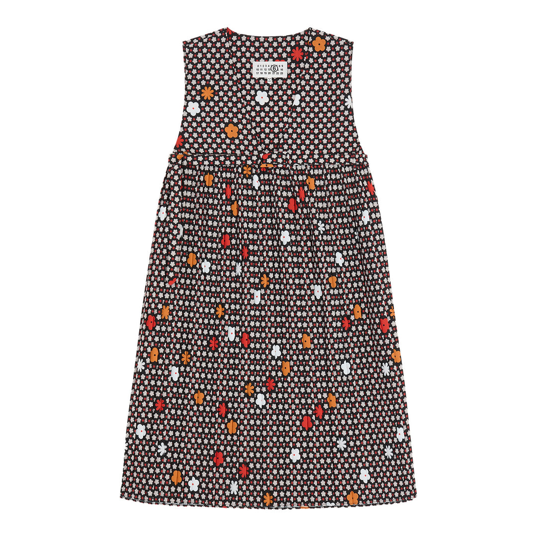 MM6 Maison Margiela - フラワープリント ノースリーブ Vネック ドレス