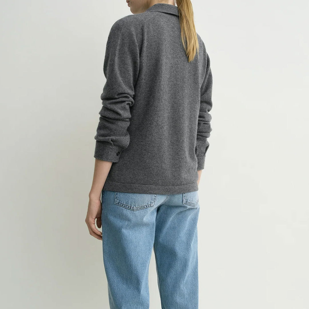 Raglan-sleeve cashmere cardigan dark grey