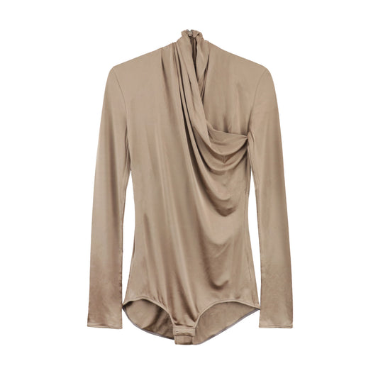 Mugler - mocha brown scarf bodysuit