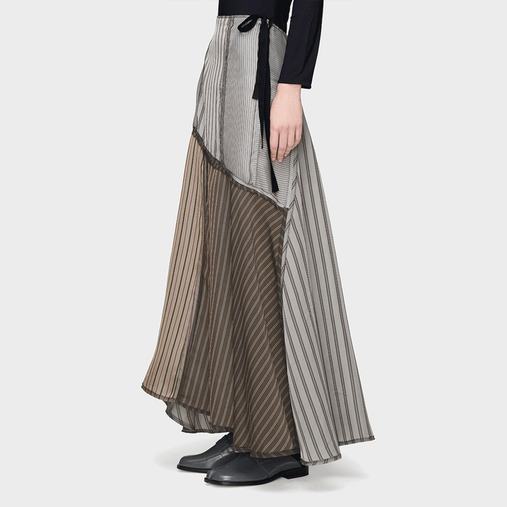 LINING PATCHWORK MIDI SKIRT