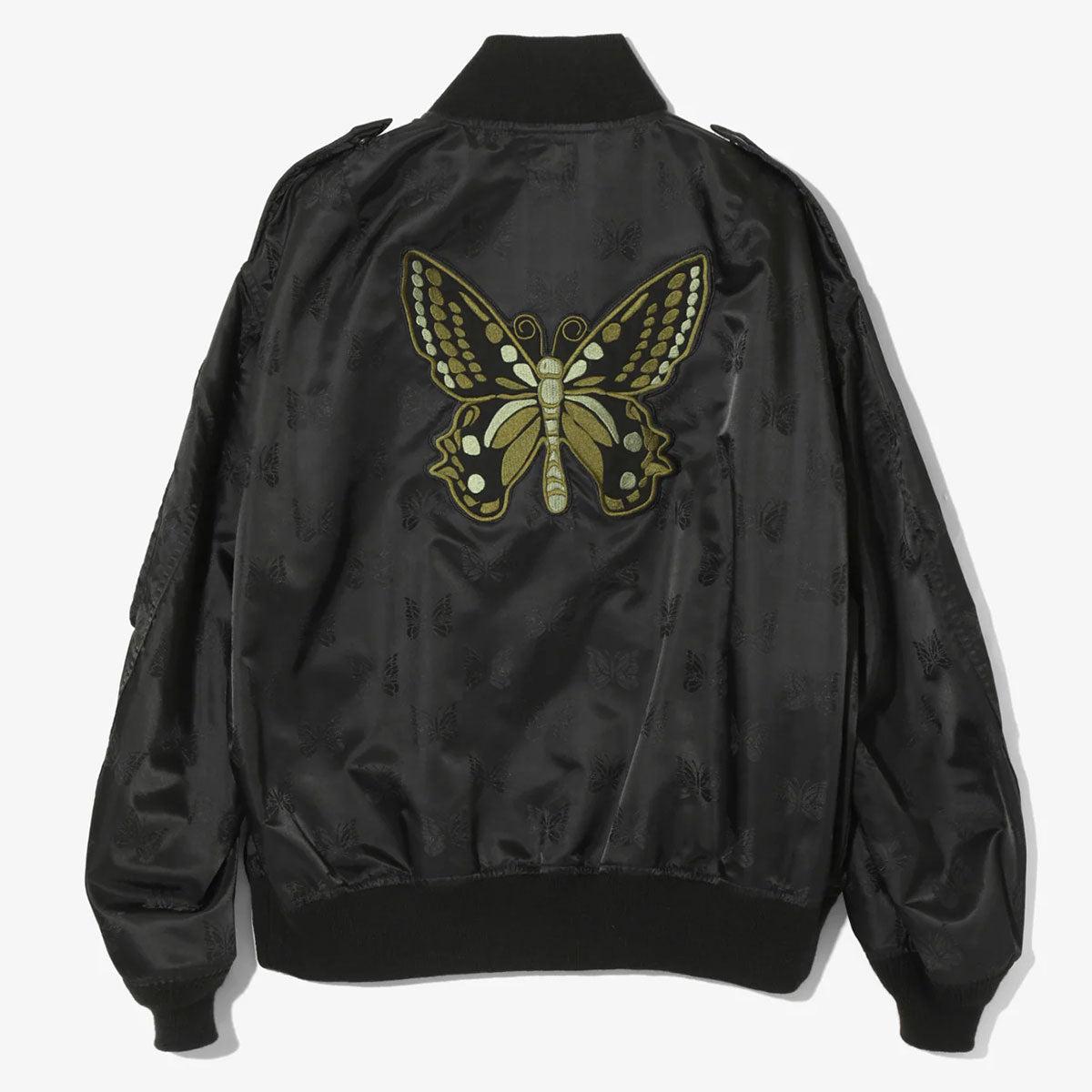 NEEDLES〉 LETTERMAN JACKETパピヨンモチーフを施したレザー