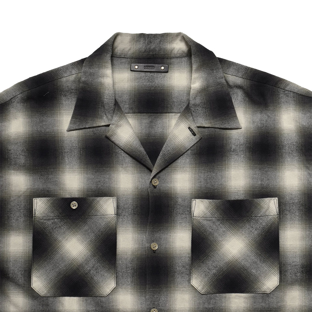 C. Flannel Ombre Open Collar Shirt