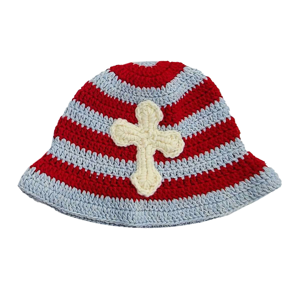 帽子 y.a.r.n 3D cross knit hat 3D Cross Embroidered Pattern Flanged Knitted Hat - Product
