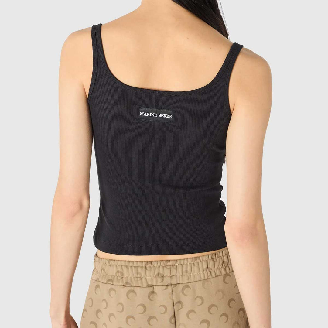 Marine Serre - Moon Logo Ribbed Jersey Cropped Tank Top