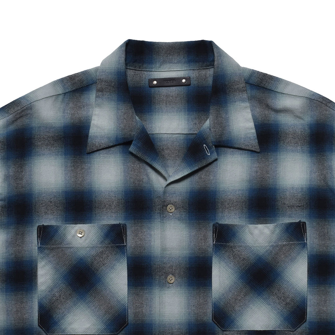 C. Flannel Ombre Open Collar Shirt